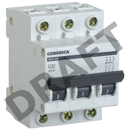 Выключатель автоматический модульный 3п С ВА47-29 32А 4.5кА GENERICA ИЭК MVA25-3-032-C