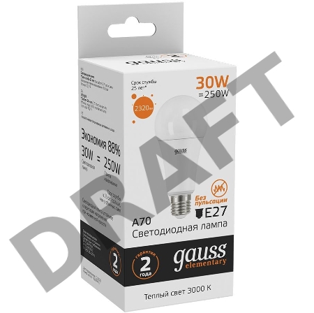 Лампа светодиодная Led Elementary A67 30Вт E27 3000К Gauss 73219