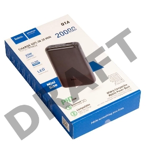 Внешний аккумулятор HOCO Q1A Kraft быстрая зарядка QC3.0, PD20, USB-A 22,5W (20000mAh), черный