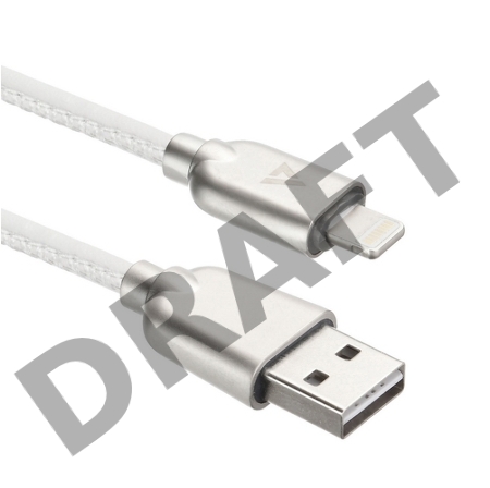 USB кабель ACD-Allure Lightning ~ USB-A Кожа, 1м, белый (ACD-U926-P5W)
