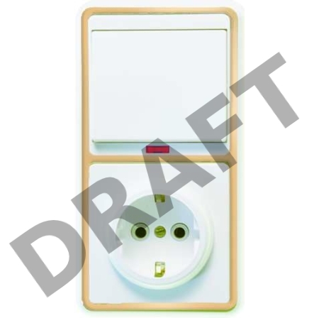 Блок БКВР-056 Бэлла (1-кл. выкл. с подсветкой + розетка с заземл.) зол. Кунцево 5822