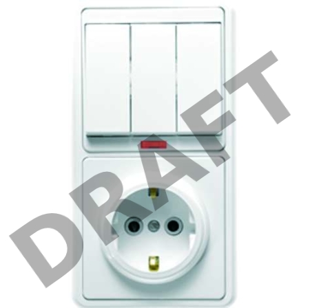 Блок БКВР-054 Бэлла (3-кл. выкл. с подсветкой + розетка с заземл.) бел. Кунцево 5845