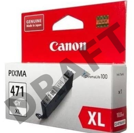 Картридж Canon CLI-471GY XL (0350C001), серый повышенной емкости, 11 мл, до 289 цв.фото 10х15, для Pixma iP7240/ MG5440/MG5740/MG6340/MG6840/MG7740/ TS5040/TS6040/TS8040/TS9040 (CLI-471XLGY / CLI-471XL GY)