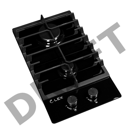 Панель варочная LEX GVG 321 BL  2 конфорки газ-контроль электроподжиг