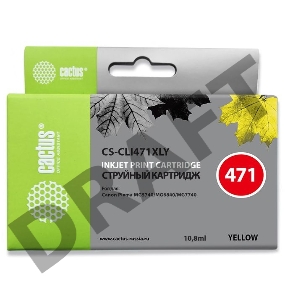 Картридж струйный Cactus CS-CLI471XLY желтый для Canon Pixma iP7240/MG6340/MG5440