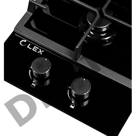 Панель варочная LEX GVG 321 BL  2 конфорки газ-контроль электроподжиг