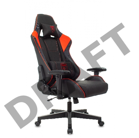 Кресло игровое Zombie Thunder 1 черный/красный текстиль/эко.кожа с подголов. крестов. пластик