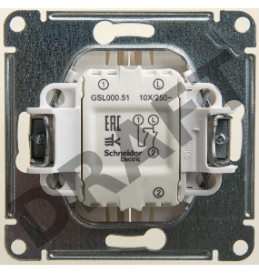 Механизм выключателя 2-кл. СП Glossa сх.5 10А IP20 10AX перламутр SchE GSL000651
