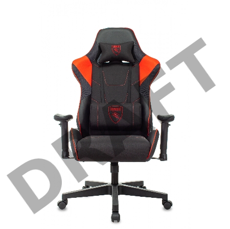 Кресло игровое Zombie Thunder 1 черный/красный текстиль/эко.кожа с подголов. крестов. пластик