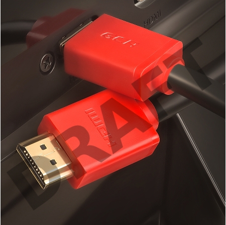 Кабель GCR 1.0m HDMI версия 1.4, черный, красные коннекторы, OD7.3mm, 30/30 AWG, позолоченные контакты, Ethernet 10.2 Гбит/с, 3D, 4K GCR-HM450-1.0m, экран