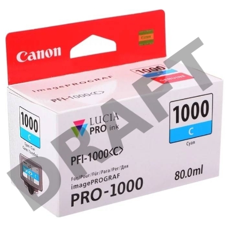 Картридж Canon PFI-1000 C для IJ SFP PRO-1000 WFG. Голубой. 80 мл.