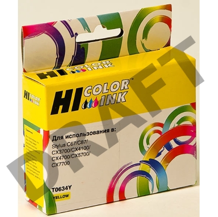 Картридж Epson Stylus C67/87/CX3700/4100/4700 (Hi-black) new, C13T06344A, Y