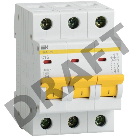 Авт. выкл. Iek MVA20-3-010-C  ВА47-29 3Р 10А 4,5кА х-ка С ИЭК