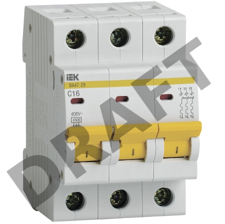 Выключатель автоматический модульный 3п C 16А 4.5кА ВА47-29 ИЭК MVA20-3-016-C