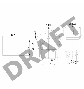 Выключатель клавишный 250V 15А (6с) ON-OFF черный  с подсветкой  ДВОЙНОЙ  REXANT