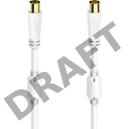 Кабель антенный Hama H-205246 Coax (m)/Coax (f) 1.5м. феррит.кольца Позолоченные контакты белый (00205246)