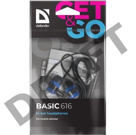 Наушники Defender Basic-616 Black/blue кабель 1,1 м
