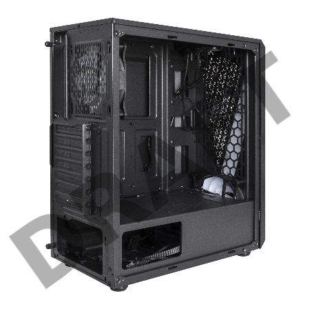 Корпус Miditower ExeGate EVO-8225-NPX700 (ATX, БП 700NPX с вент. 12см, 2*USB+1*USB3.0, черный, 2 вент. с RGB подсветкой и полоса на передней панели, боковая панель - закаленное стекло)