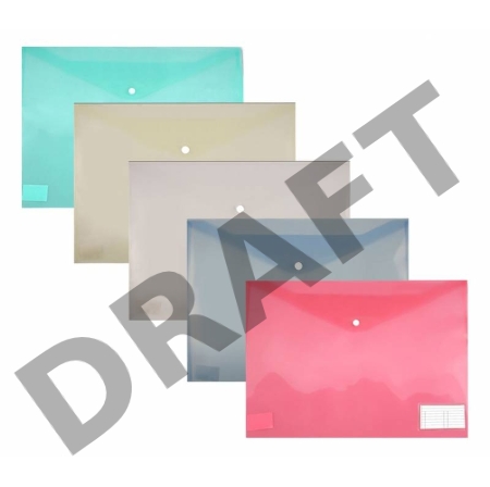 Конверт на кнопке Бюрократ -PKA3 A3 пластик 0.18мм ассорти карман для визитки