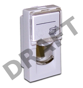 Вставка 22.5x45 на 1 модуль, со шторкой и увеличенным окном маркировки, белая