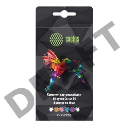 Пластик для ручки 3D Cactus CS-3D-UVPS-B УФ-полимер 6цв.