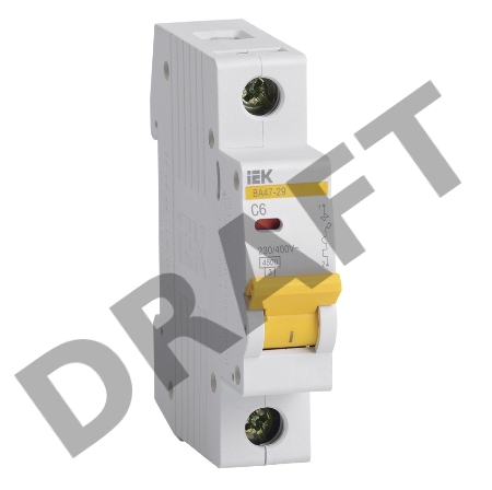 Выключатель автоматический модульный 1п C 6А 4.5кА ВА47-29 ИЭК MVA20-1-006-C