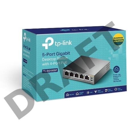 Коммутатор TP-Link SMB TL-SG1005P 5-портовый гигабитный настольный коммутатор с 4 портами PoE SMB 56W Коммутатор TP-Link SMB TL-SG1005P 5-портовый гигабитный настольный коммутатор с 4 портами PoE SMB 56W