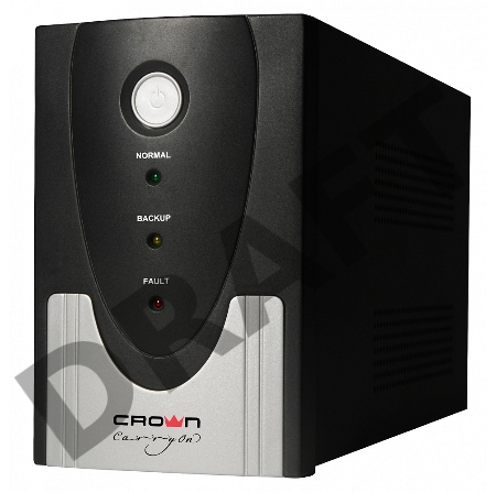 Источник бесперебойного питания CROWN Line Intractive CMU-SP650EURO USB 650VA\360W, корпус металл, 1x12V/7AH, розетки 2*EURO+3*IEC, трансформатор AVR 140-290V, съёмный кабель 1.2 м, порт RJ11/45, порт USB, защита: от перегрузки, от КЗ, от скачков напражен