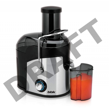 Соковыжималка BBK JC080-H03 800Вт, 2 скорости, резервуар для сока: 0.75 л, плавный запуск двигателя, черный/металлик
