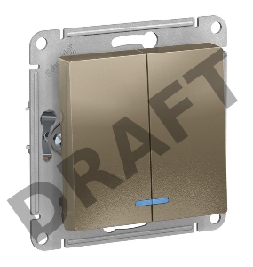 Механизм выключателя 2-кл. ATLAS DESIGN с подсветкой (сх.5а) 10АХ шампань SchE ATN000553