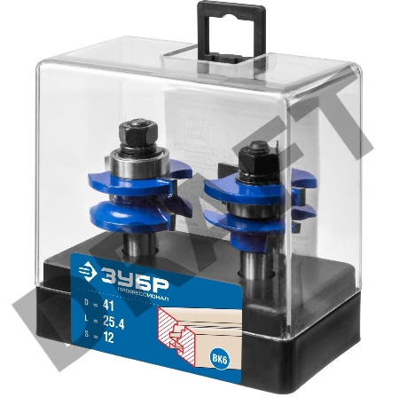 Набор фрез ЗУБР 28771-41.3-H2  рамочных №1 d= 41мм рабочая длина-25.4мм хв.-12мм d-22мм профессиона