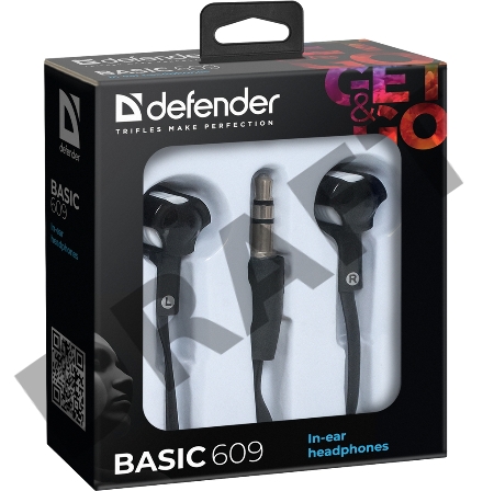 Наушники Defender Наушники вставки Basic 609 черный + белый 63609