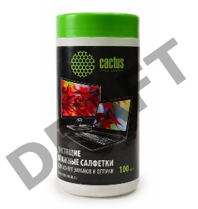 Салфетки Cactus CS-T1001 Туба с чистящими салфетками для экранов и оптики, 100 шт