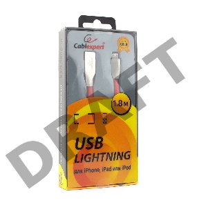 Кабель Cablexpert для Apple CC-G-APUSB01R-1.8M, AM/Lightning, серия Gold, длина 1.8м, красный, блистер