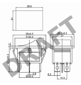 Выключатель клавишный 250V 15А (6с) ON-ON зеленый  с подсветкой  REXANT