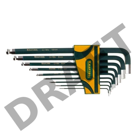 Набор ключей KRAFTOOL 27445-H9  industrie длин. шарик cr-mo сталь(s2) hex1.5-10мм 9шт