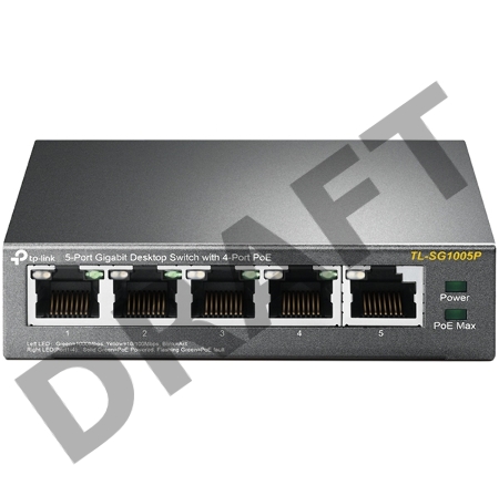Коммутатор TP-Link SMB  TL-SG1005P 5-портовый гигабитный настольный коммутатор с 4 портами PoE SMB 56W
