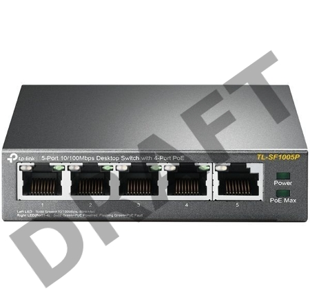 Коммутатор TP-Link SMB TL-SF1005P 5-портовый 10/100 Мбит/с настольный коммутатор с 4 портами PoE 