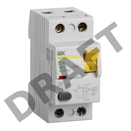 Выключатель дифференциального тока (УЗО) 2п 25А 30мА тип AC ВД1-63 ИЭК MDV10-2-025-030