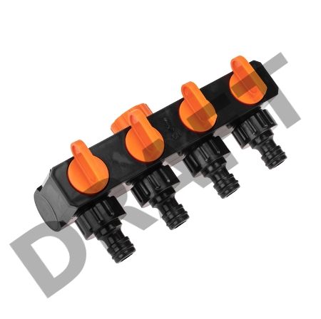 Разветвитель для шланга на 4 канала 1/2, 3/4 Четыре Сезона