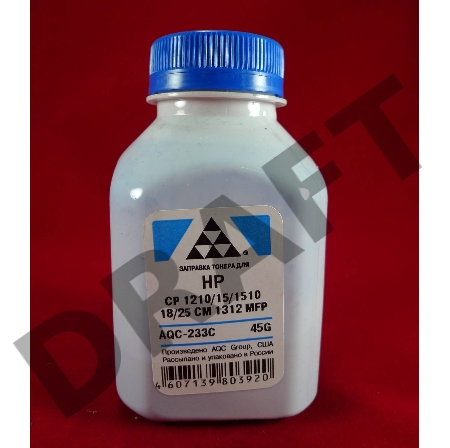 Тонер HP CP 1210/15/1510/18/25/CM 1312 MFP Cyan, (фл.45г.) AQC фас. Россия