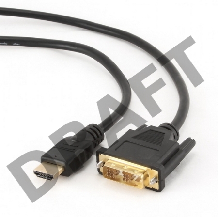 Кабель Кабель HDMI-DVI Gembird, 4.5м, 19M/19M, single link, черный, позол.разъемы, экран CC-HDMI-DVI-15