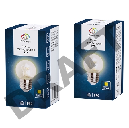 Лампа шар e27 6 LED  Ø45мм - желтая, прозрачная колба, эффект лампы накаливания
