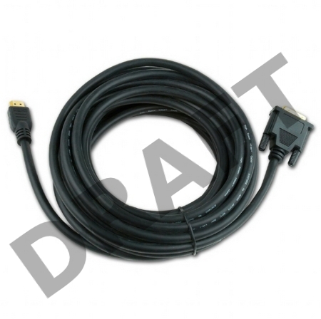 Кабель Кабель HDMI-DVI Gembird, 4.5м, 19M/19M, single link, черный, позол.разъемы, экран CC-HDMI-DVI-15