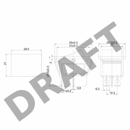 Выключатель клавишный 250V 16А (4с) ON-OFF красный  с подсветкой  REXANT