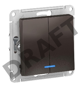 Механизм выключателя 2-кл. ATLAS DESIGN с подсветкой (сх.5а) 10АХ мокко SchE ATN000653