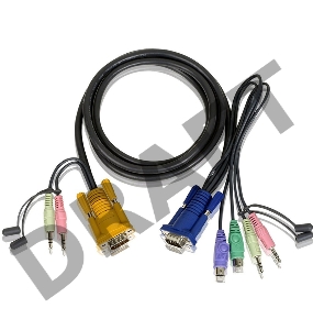 Кабель ATEN CABLE HD15M/MD6M/MD6M/SP/SP-SP; 1.8M*2L-5302P