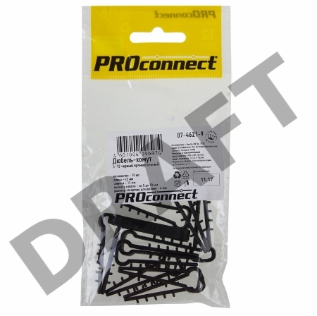 Дюбель-хомут PROconnect 5-10, черный, прямоугольный, 10 шт.