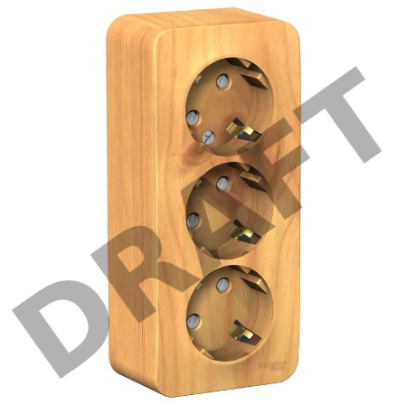 О/У РОЗЕТКА 3-я с заземлением со шторками ИЗОЛ.ПЛ.,16А, 250В, ЯСЕНЬ