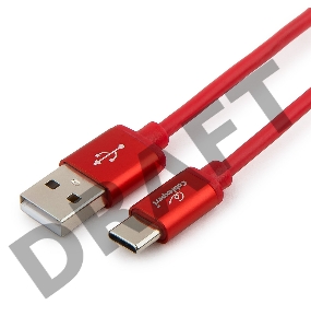 Кабель USB 2.0 Cablexpert CC-S-USBC01R-1.8M, AM/Type-C, серия Silver, длина 1.8м, красный, блистер 